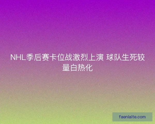 NHL季后赛卡位战激烈上演 球队生死较量白热化